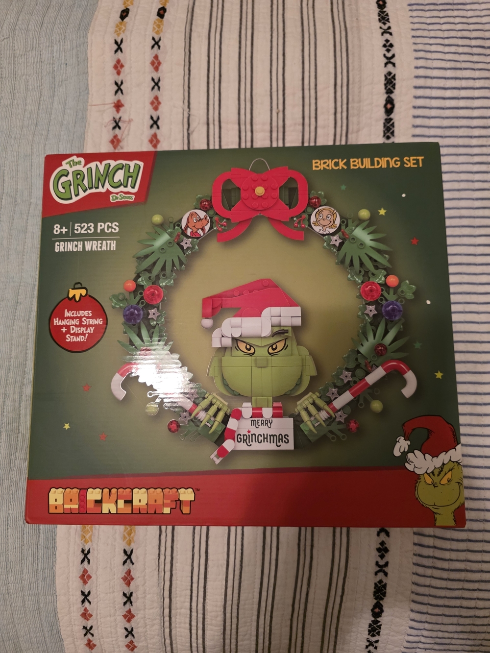 The Grinch - Brick Building Wreath - Green Holiday Building Set by Brickcraft